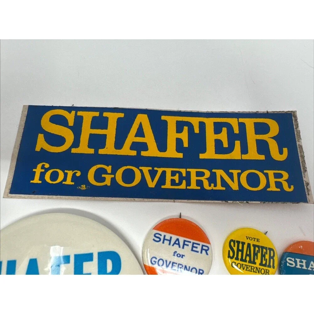 LOT Ray Shafer 1966 Pennsylvania Governor campaign pin button bumper sticker